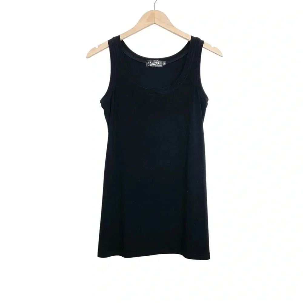 Sympli Black Slinky Knit Blouse Sleeveless Tank Size 6